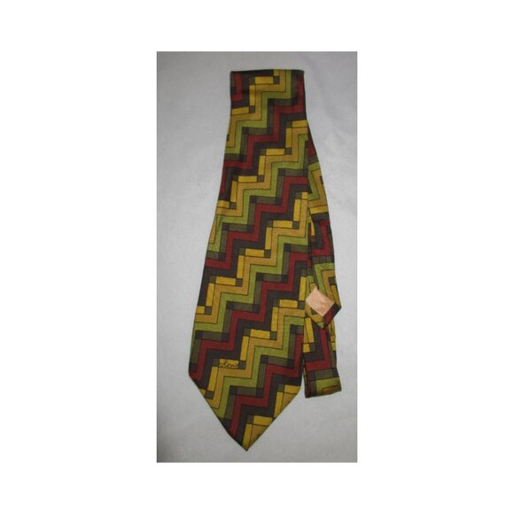 Vintage 1960's Hermitt Geometric Print Italian Silk Necktie Mid-Century - Picture 1 of 5